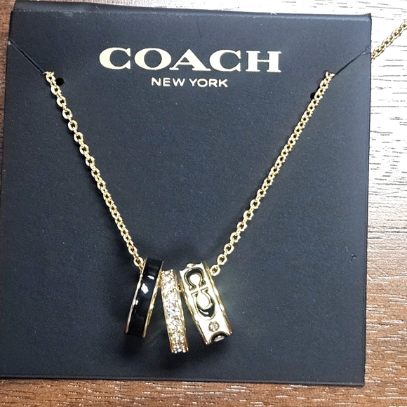 Coach Gold Necklace with Black and Gold Pendants - Picture 1 of 2